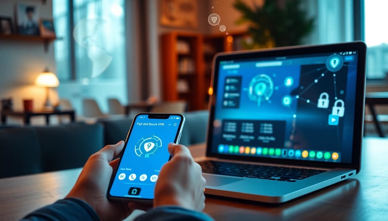 快连下载 - 展示在多设备上的快速且安全的 VPN 应用界面，强调全球互联。