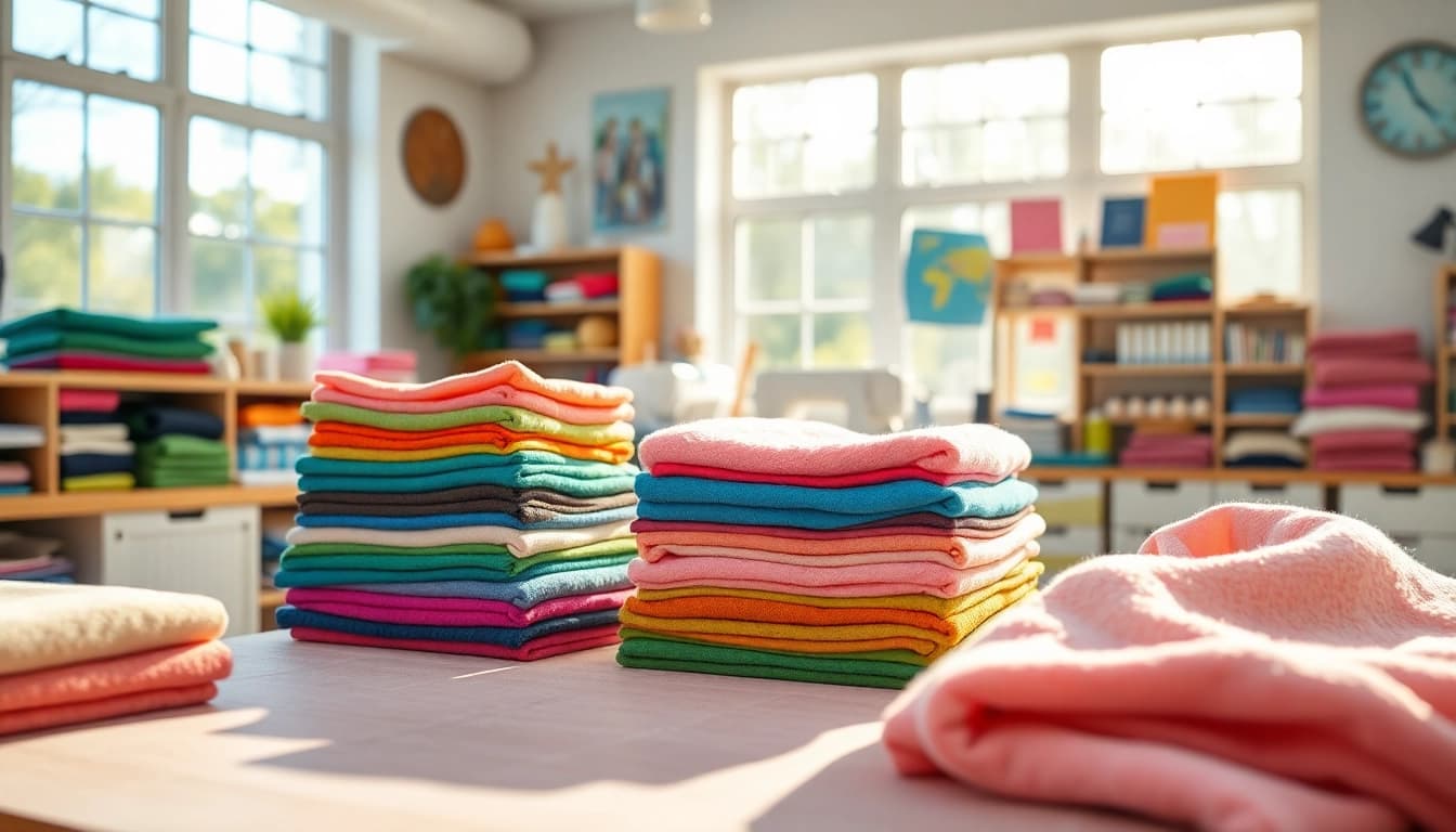 Creëer unieke creaties met fleece stof kopen van verschillende kleuren en texturen.