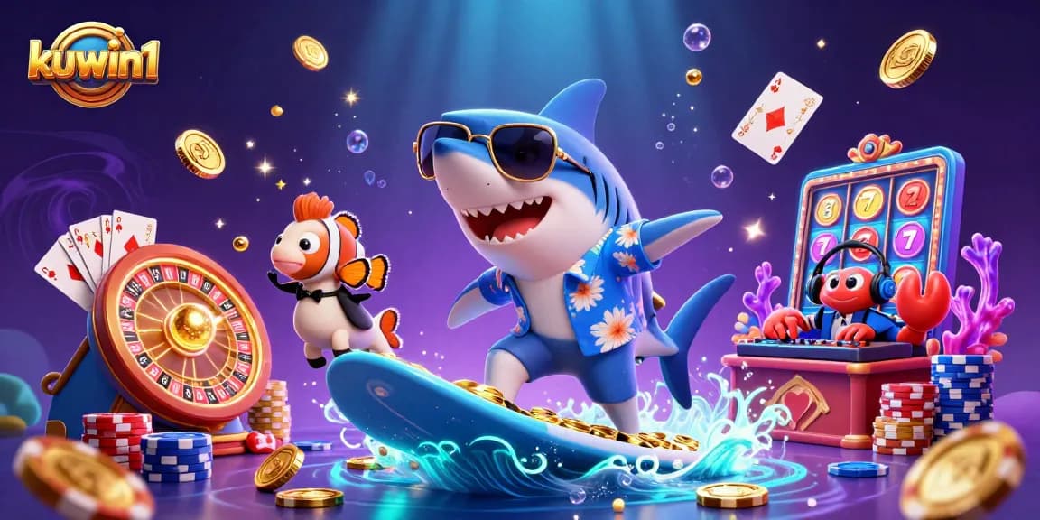 Experience the thrill of kuwin1 with vibrant casino elements and playful characters in action.