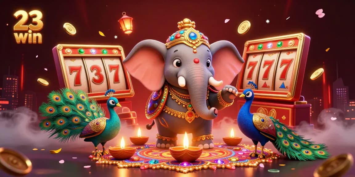 Experience thrilling gameplay with 23 win showcasing vibrant slot machines and festive characters.