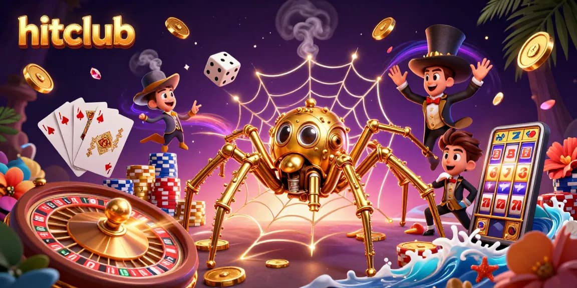 Experience the excitement of hitclub with a vibrant 3D illustration of a steampunk-themed casino scene.