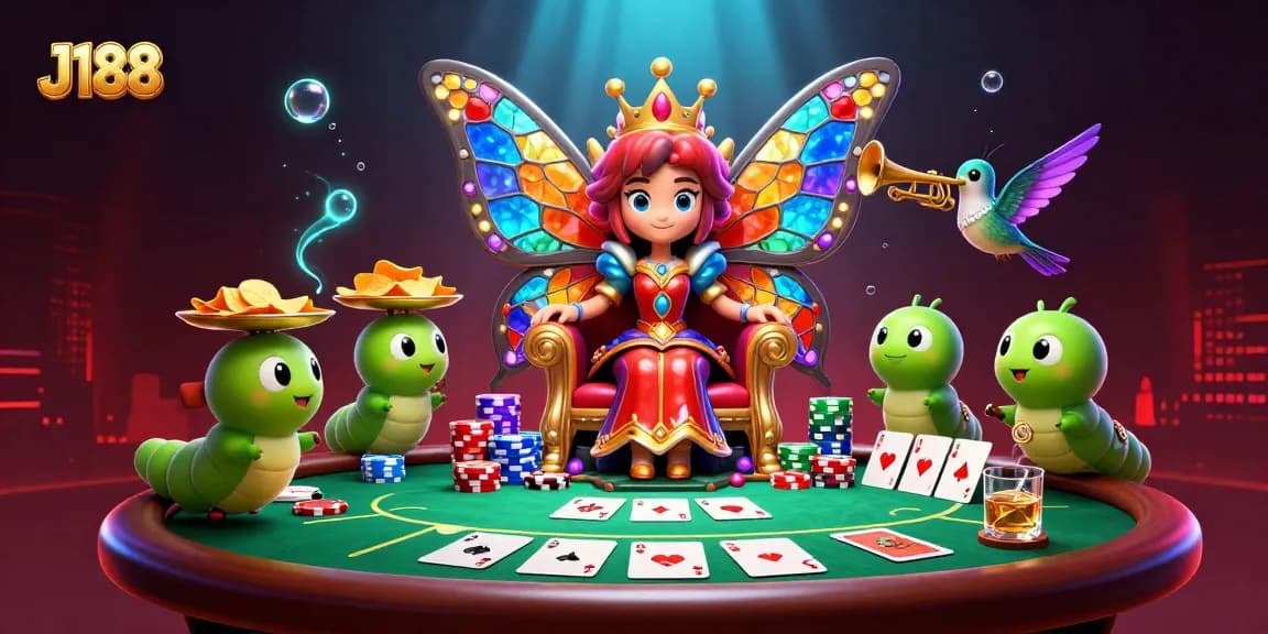 Experience the excitement of J188 with a vibrant 3D casino scene featuring colorful characters and thrilling game elements.