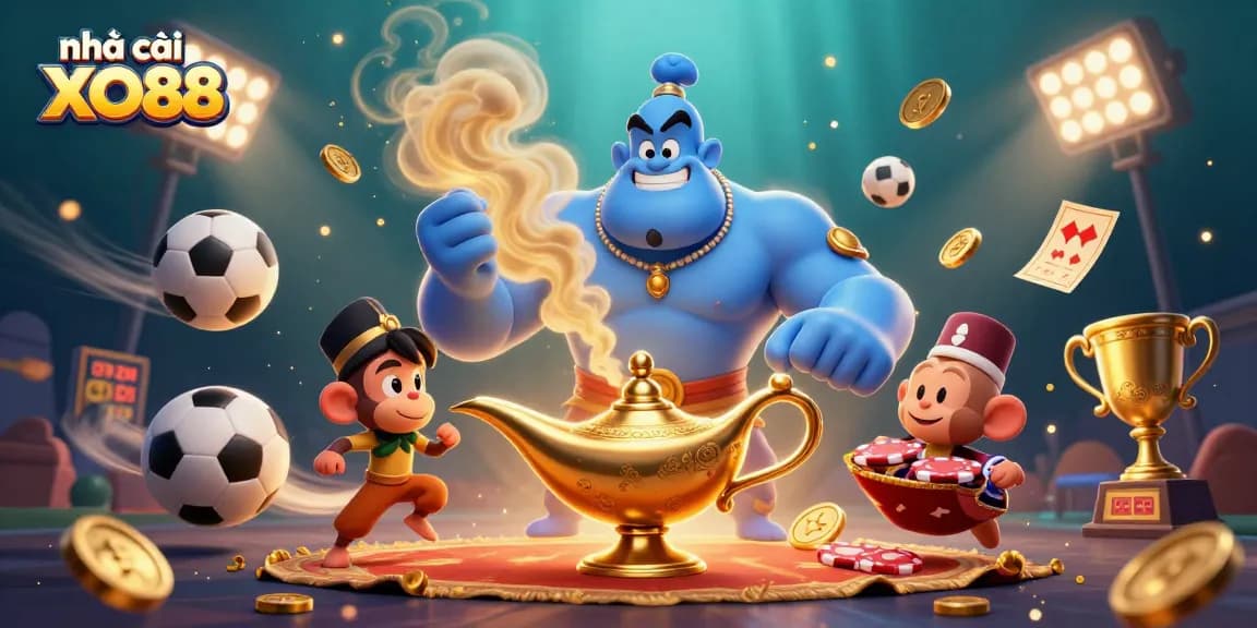 Experience thrilling bets at nhà cái XO88 with vibrant casino illustrations featuring engaging characters and action.