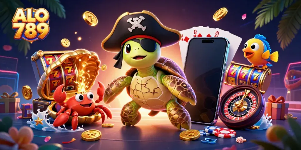 Spin the reels and win big at ALO 789 with 3D casino games, colorful characters, and vibrant treasures.