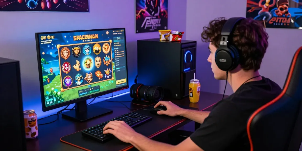 Pemain bermain Spaceman Slot di KANGTOTO, menampilkan antarmuka grafis yang menarik.