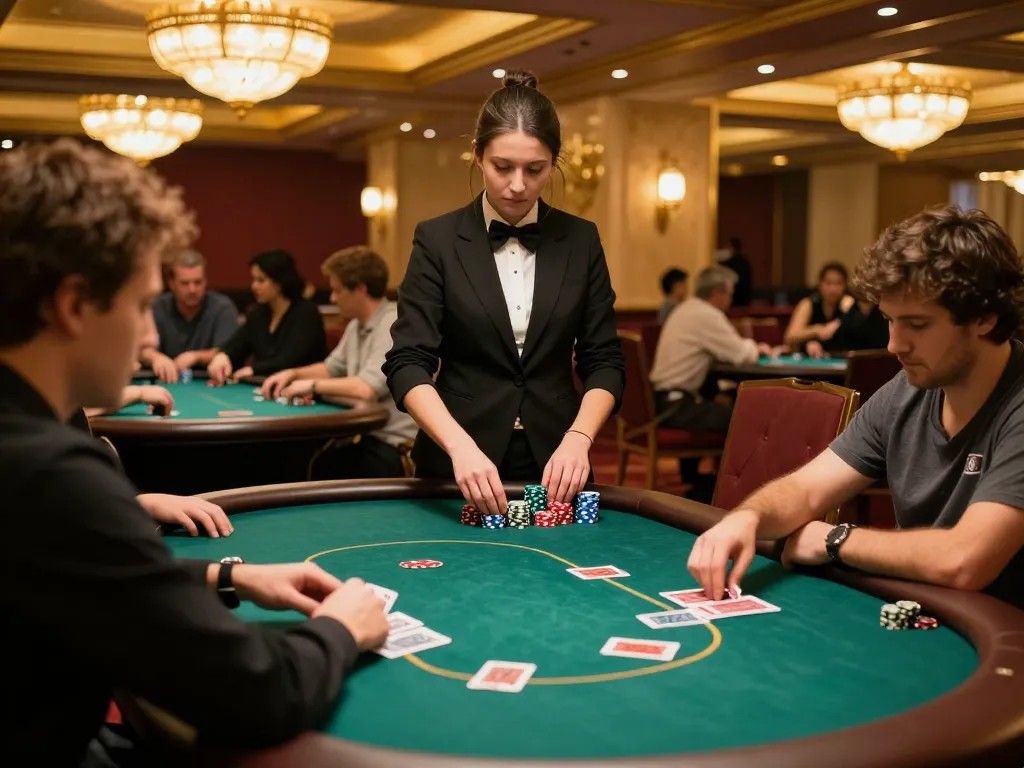 Players engaging in high-stakes poker at an 11bet casino table, showcasing strategic gameplay.