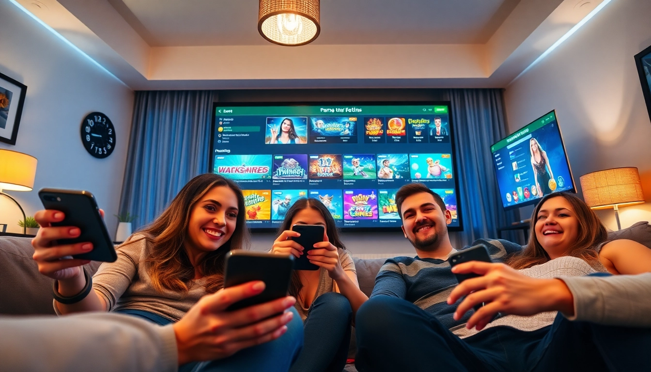nhacaiuytin users enthusiastically engaging in online betting with vibrant promotions displayed.