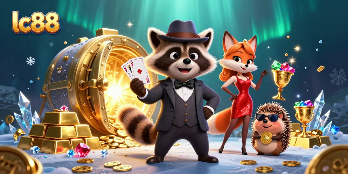 Experience thrilling gaming action at lc88 with animated characters amidst gold riches and vibrant visuals.