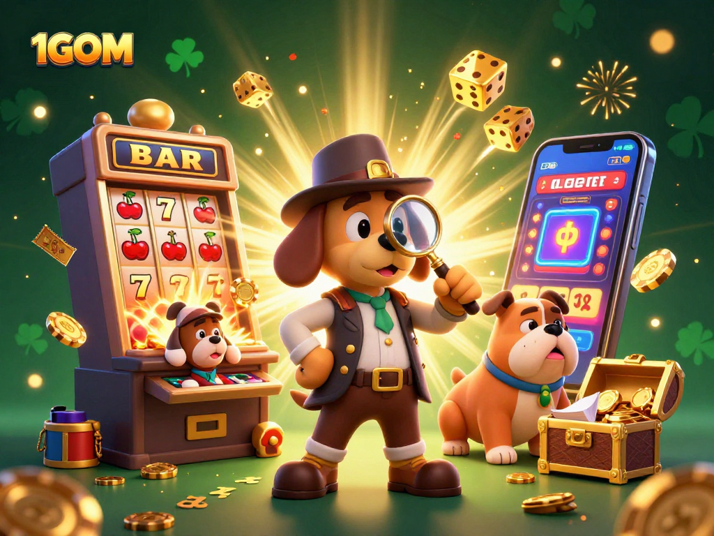 Engage with 1GOM casino's thrilling adventure as a bloodhound detective and bulldog explore poker strategies.