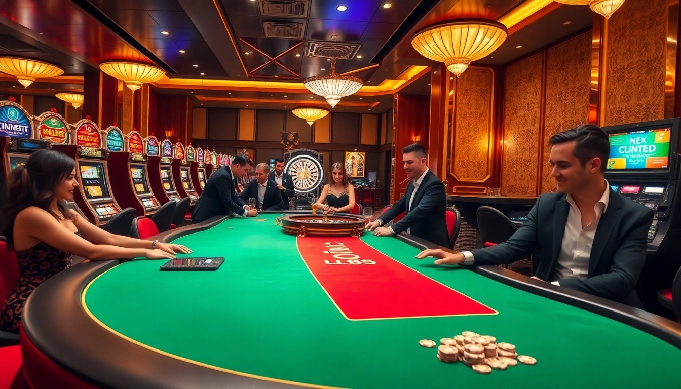 Exciting gaming atmosphere at https://mm88.report/ featuring professional poker play and vibrant slot machines.