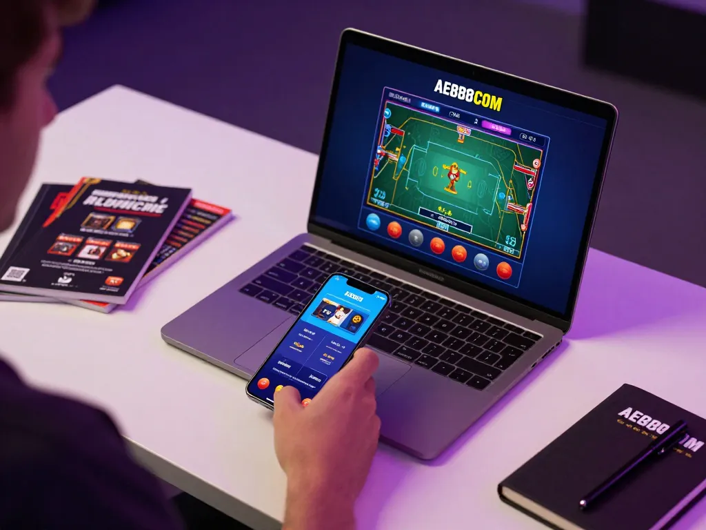Player exploring AE888 COM features on mobile app while betting online.