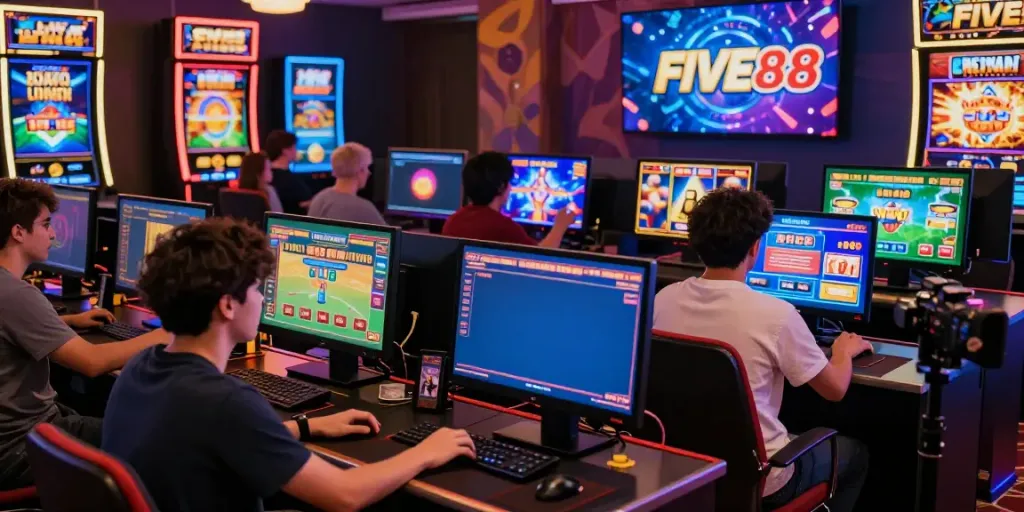 Exciting online gaming experience at FIVE88 with players enjoying sports betting and live casino.