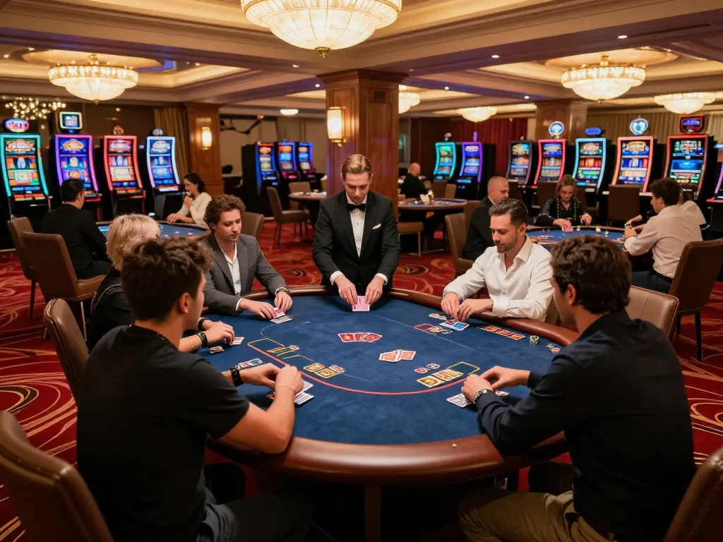 Engaged players at 566's VIP poker table showcasing strategic gameplay in luxurious casino