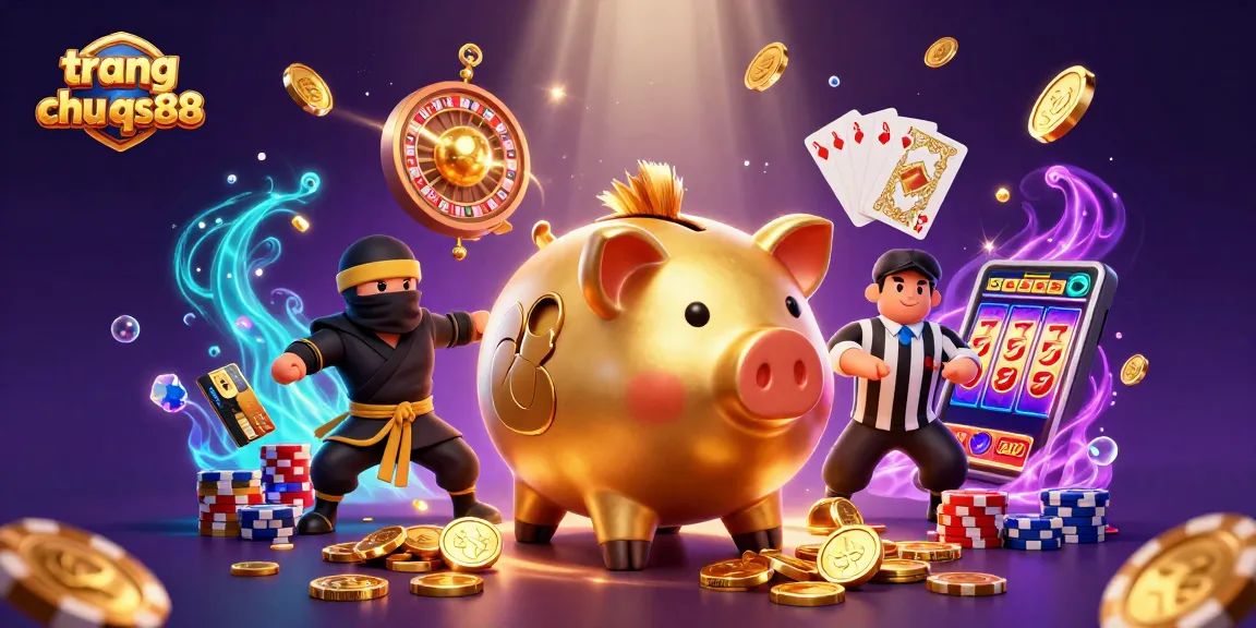 Engage with the lively atmosphere of trang chu qs88 as casino characters celebrate with overflowing coins and gems.