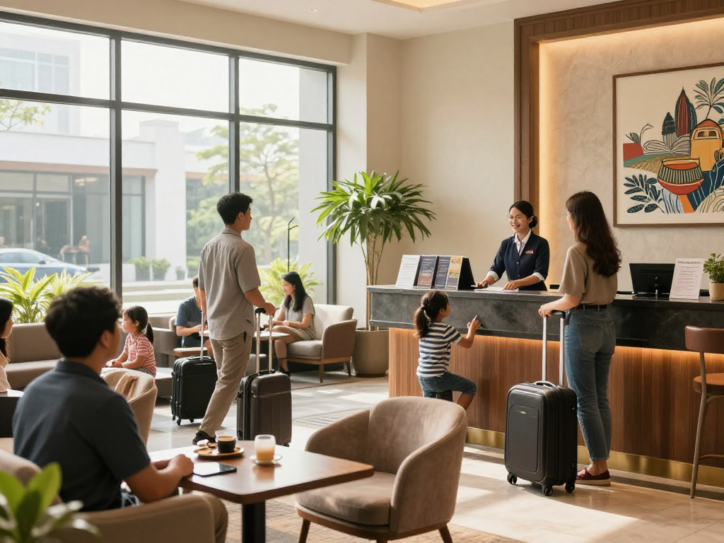 rokok88 super inviting hotel lobby with warm ambiance and friendly service
