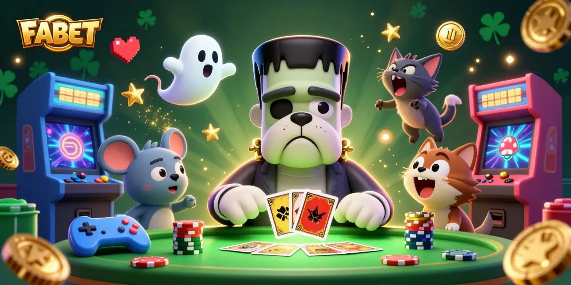 FABET engages players at a vibrant casino table with a spooky atmosphere, showcasing unique characters and dynamic game elements.