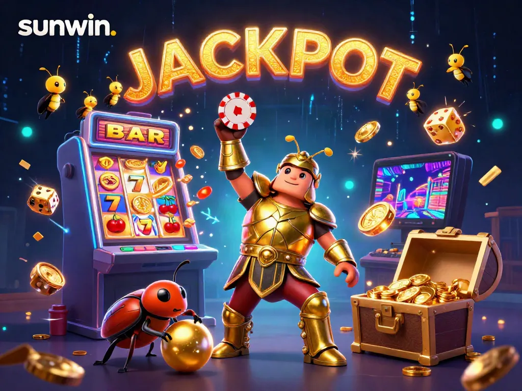 Experience the excitement of sunwin. with a dynamic 3D scene featuring vibrant characters and casino elements.