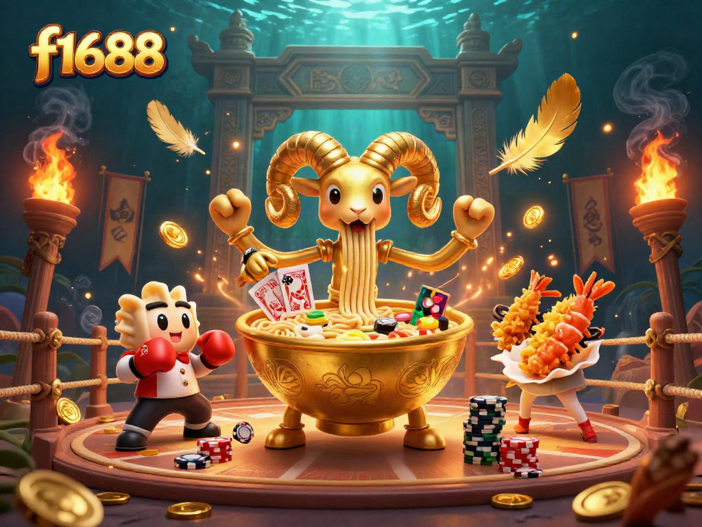 Engage with f1688 in this vibrant casino scene featuring animated characters and casino elements.
