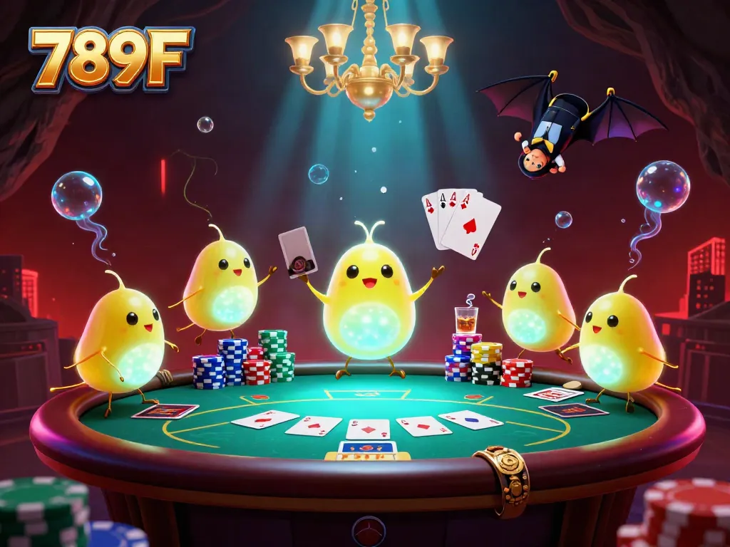 Experience thrilling game action at 789F's vibrant cave casino with glowworms lighting up the scene.