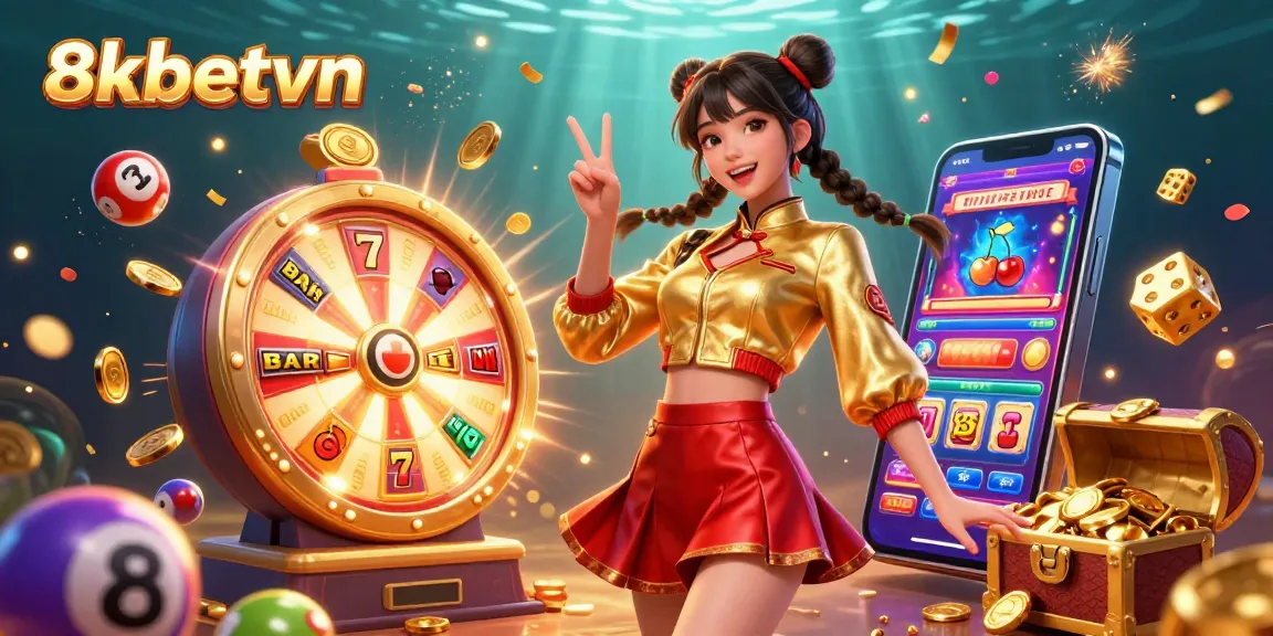 Engaging scene with 8kbetvn showcasing vibrant casino elements, promoting exciting gaming opportunities.