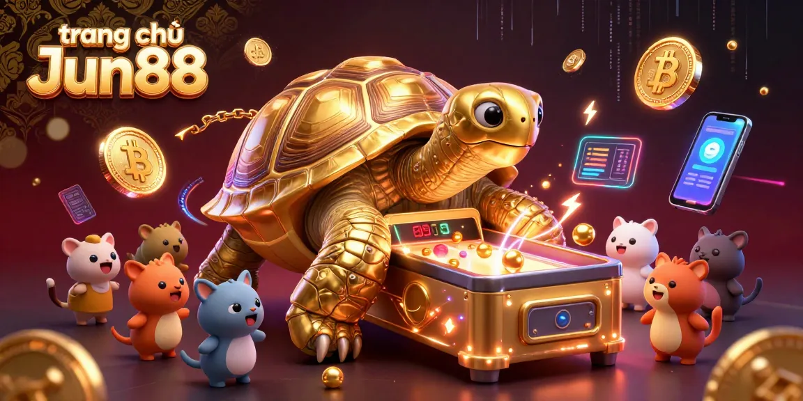 Engage with thrilling activities at trang chủ Jun88, featuring vibrant 3D animals and glowing crypto elements in a casino setting.