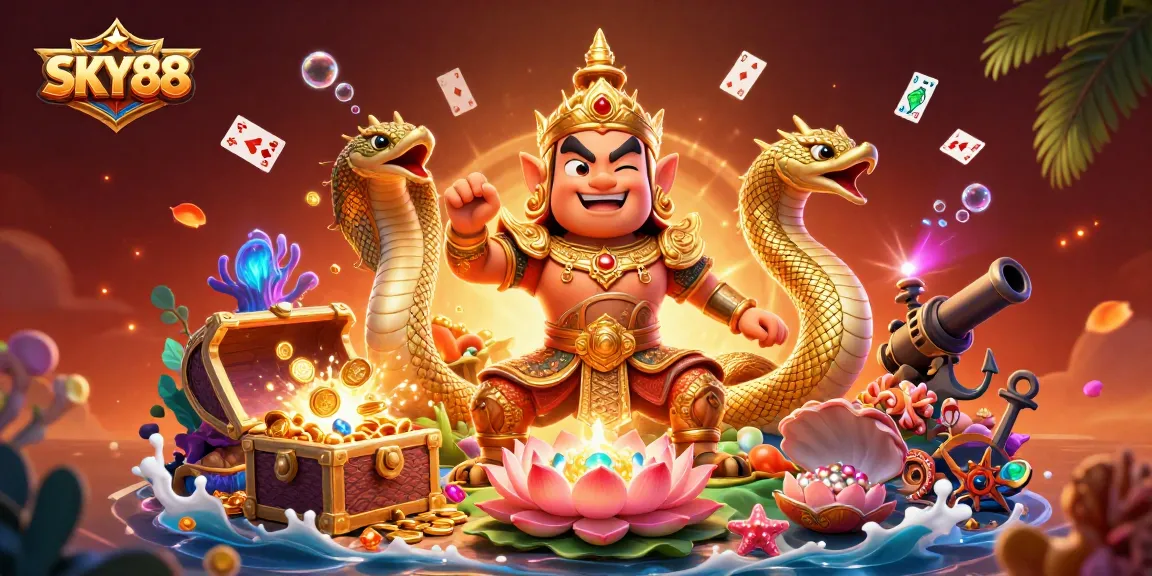 Experience thrilling gaming adventures with SKY88, featuring an intricate 3D illustration of captivating elements.