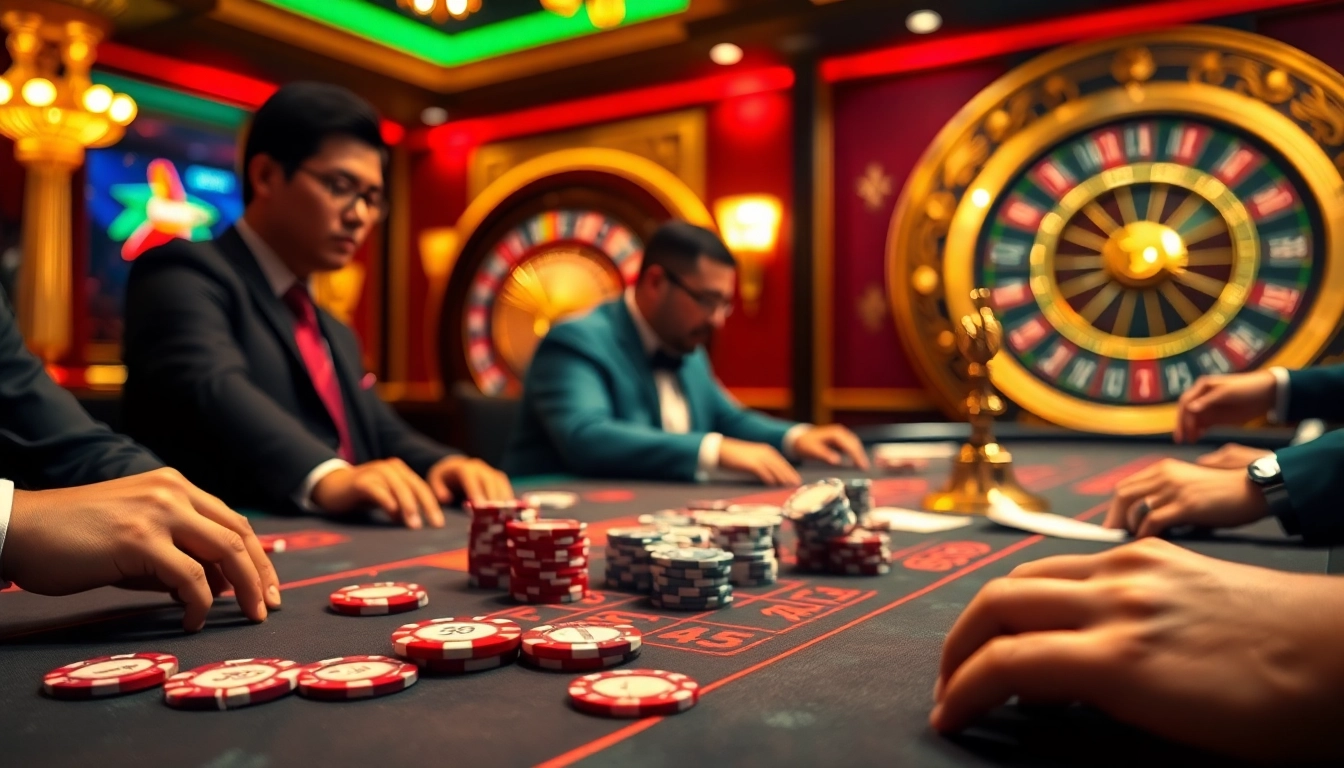 Join exciting poker gameplay at https://vb88org.com/ with vibrant chips and cards on a luxurious casino table.