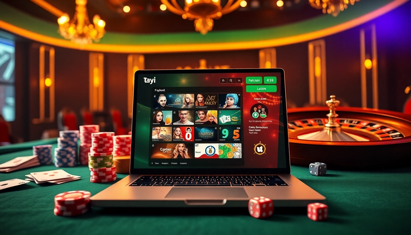 Exciting casino scene featuring strategic game bài online with poker chips and cards.