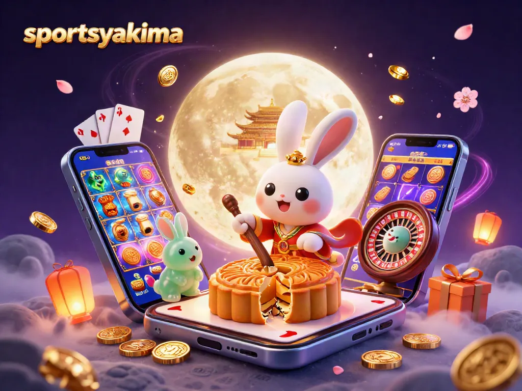 Experience sportsyakima-themed fun with lively casino elements amidst a lunar celebration.