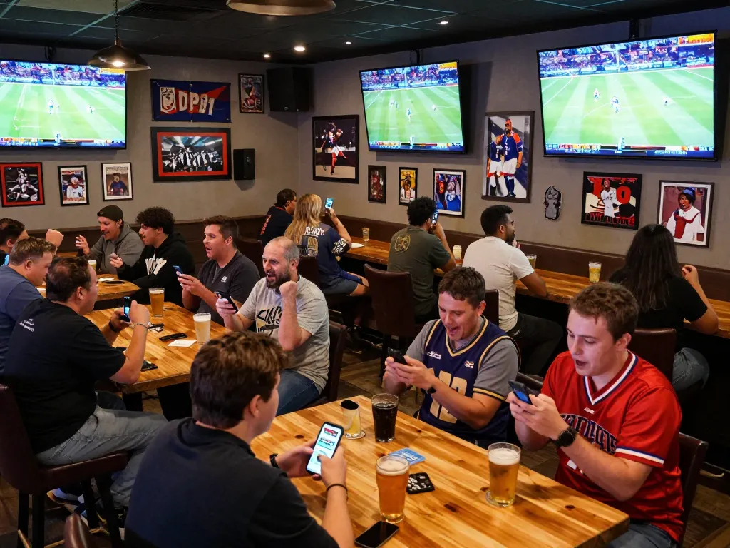 Watch patrons engage in live sports betting at https://va88.moe/ with excitement and strategy