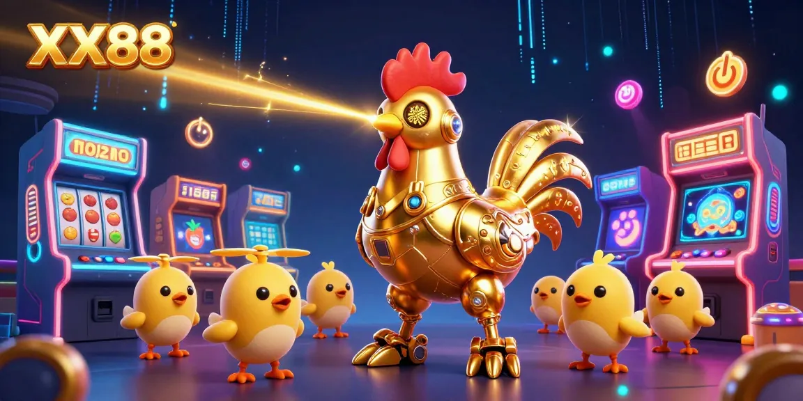 Experience the thrilling world of XX88 with engaging games featuring golden robot characters and high-tech game elements.