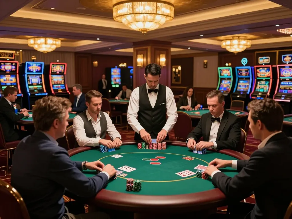 Players at 789WIN casino actively participating in a poker game, showcasing dynamic gameplay and vibrant environment.