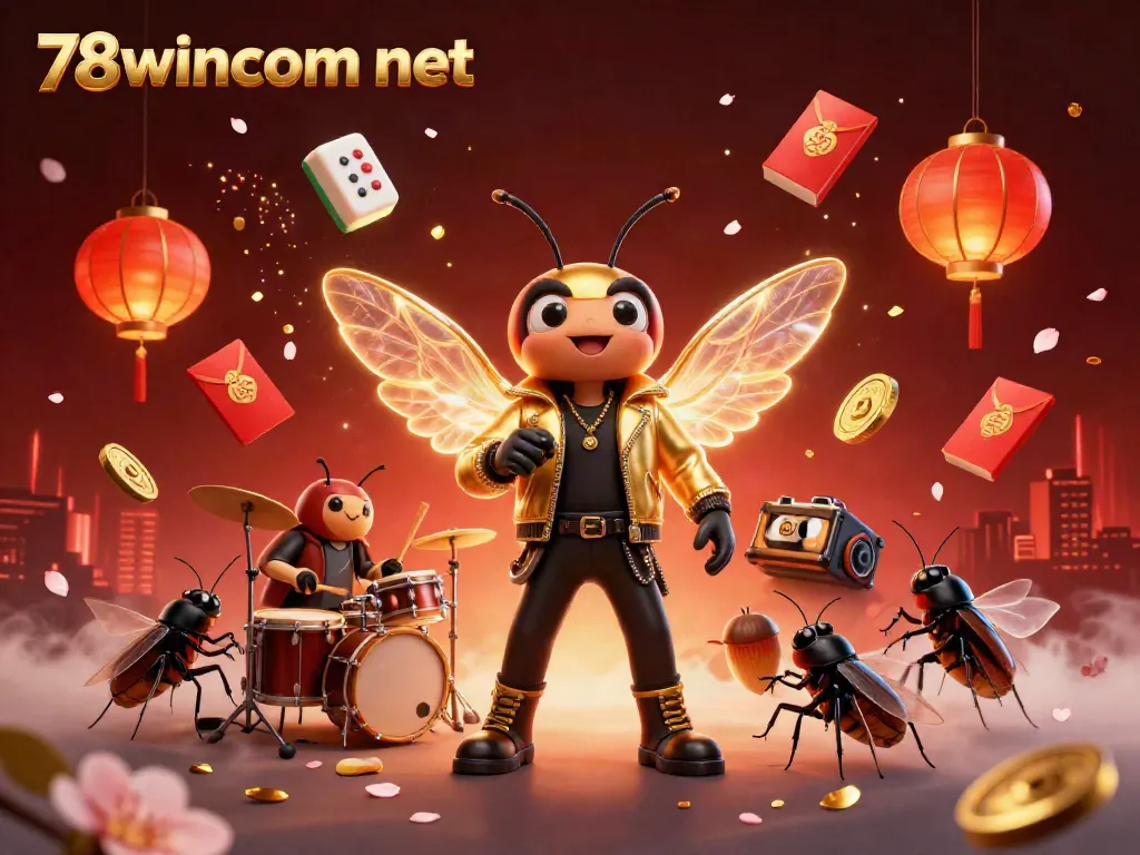 Experience thrilling action with 78wincom net as a cicada rock star entertains in a vibrant casino setting.
